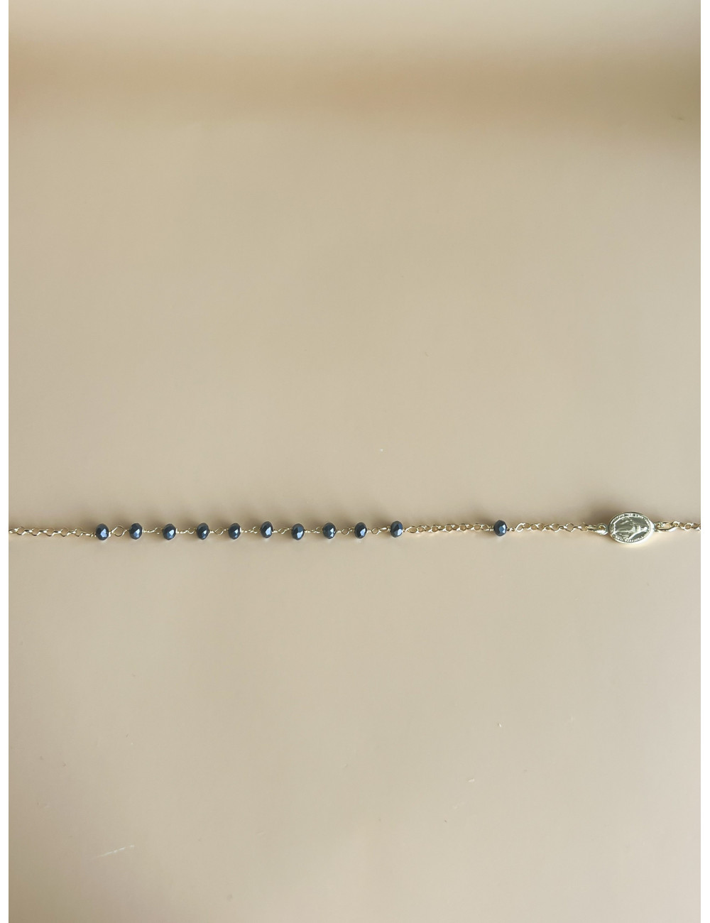 Pulseira Santa e Cruz Pedras Prata Dourada