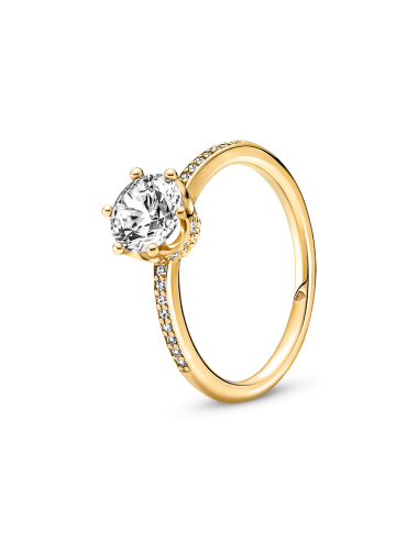 Anel Clear Sparkling Crown Solitaire Pandora