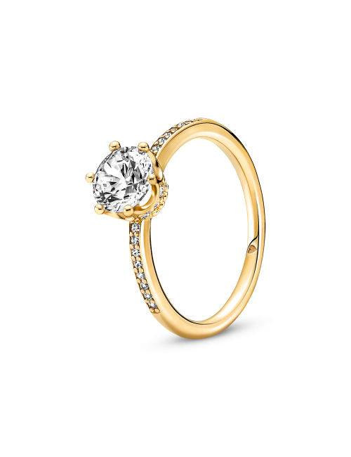 Anel Clear Sparkling Crown Solitaire Pandora