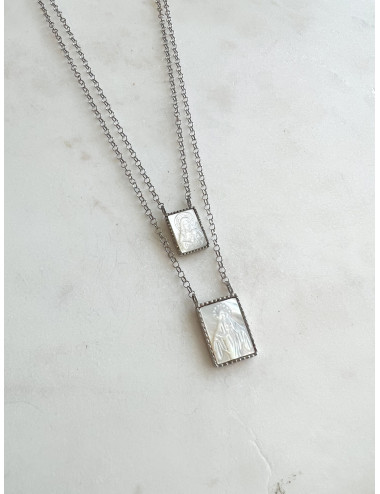 Escapulário Madrepérola Prata