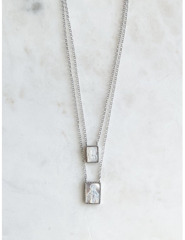 Escapulário Madrepérola Prata