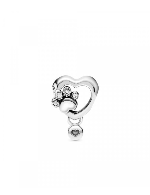 CONTA SPARKLING PAW PRINT AND HEART PANDORA