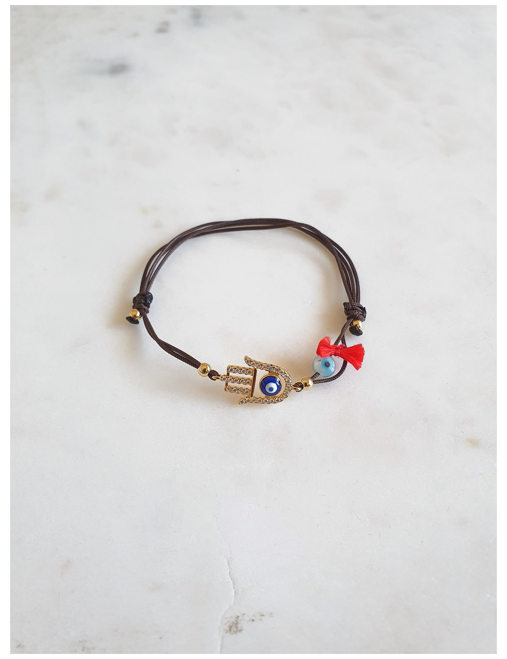 PULSEIRA SEDA MÃO FÁTIMA PRATA DOURADA