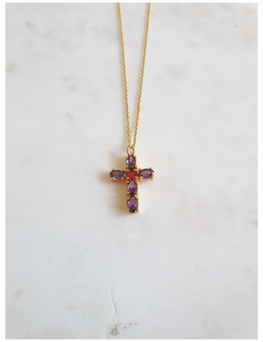 COLAR CRUZ PRATA DOURADA