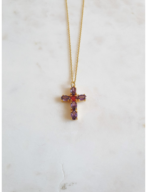 COLAR CRUZ PRATA DOURADA