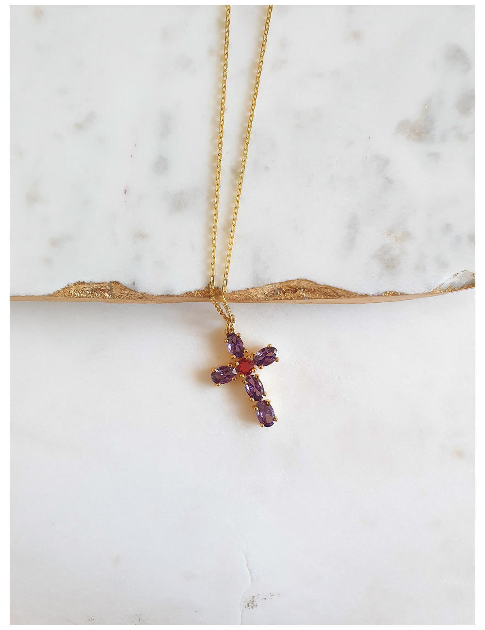 COLAR CRUZ PRATA DOURADA