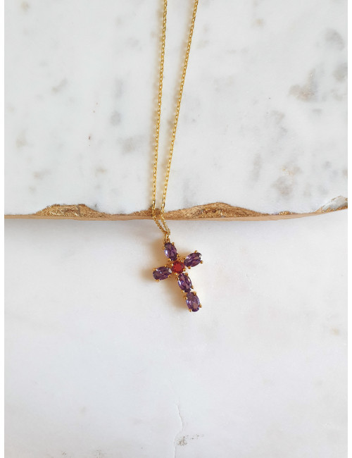 COLAR CRUZ PRATA DOURADA