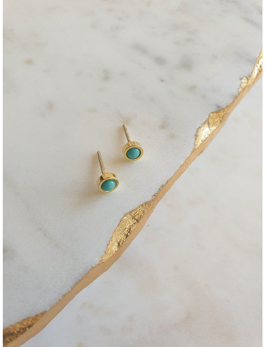 BRINCOS MILAN BLUE PRATA DOURADA