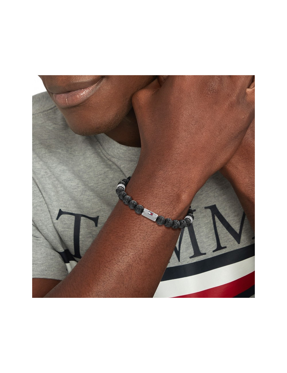 PULSEIRA TOMMY HILFIGER BEADED STONE BLACK