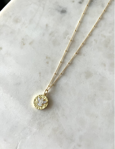 Colar Espirito Santo prata dourada