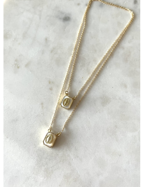 Escapulário Madrepérola Peq Prata Dourada