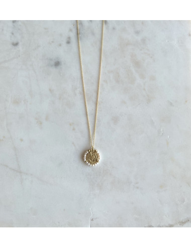 Colar Coração e Pérolas Prata Dourada