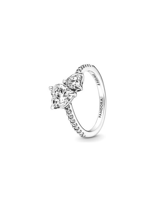 Anel Double Heart Sparkling Pandora