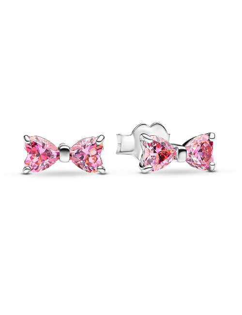 Brincos Laço Rosa Brilhante Pandora