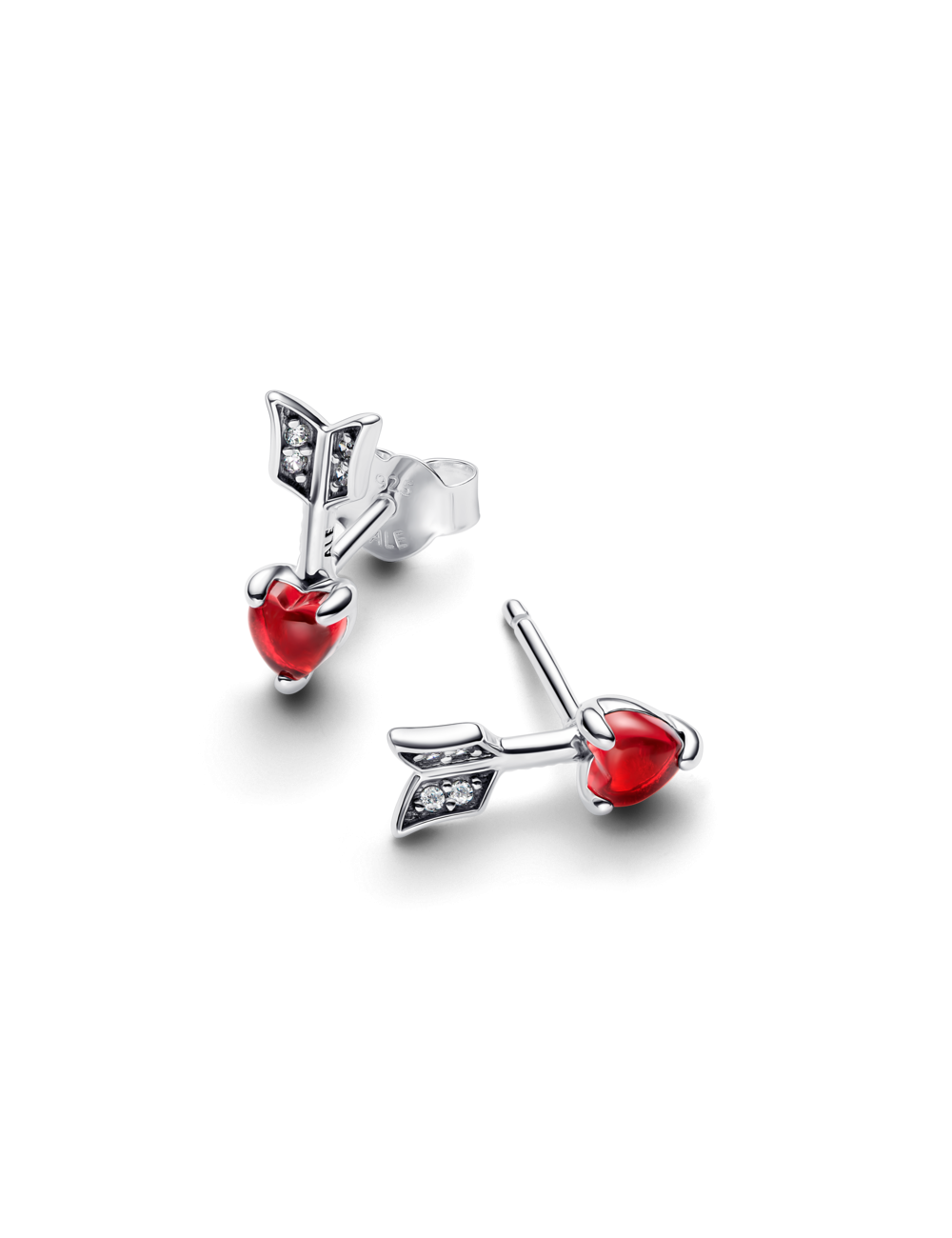 Brincos Coração Flecha e Vidro Murano Pandora