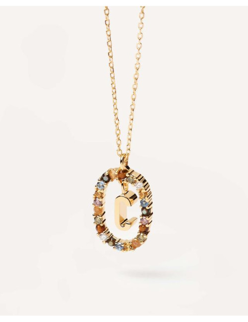 LETTER C GOLD NECKLACE PDPAOLA