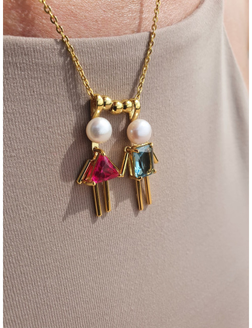 BERLOQUE MENINO AZUL TURQUEZA PRATA DOURADA