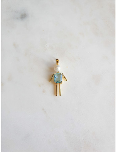 BERLOQUE MENINO AZUL TURQUEZA PRATA DOURADA