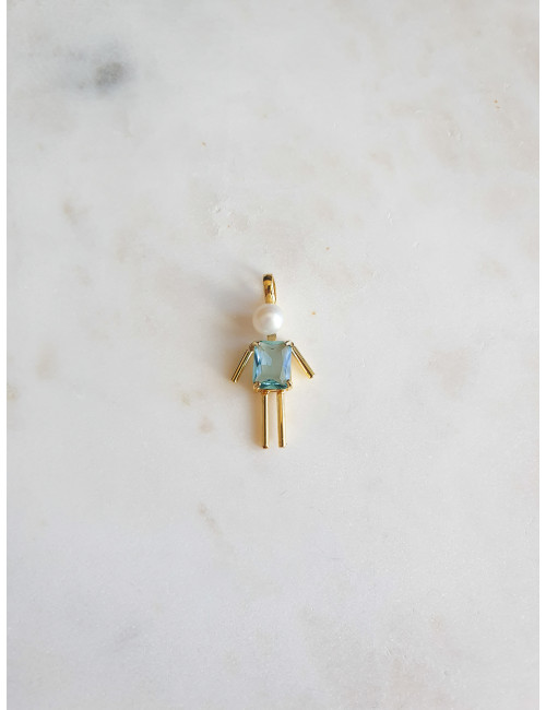 BERLOQUE MENINO AZUL TURQUEZA PRATA DOURADA