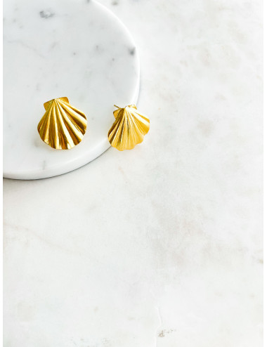 BRINCOS CONCHA PRATA DOURADA