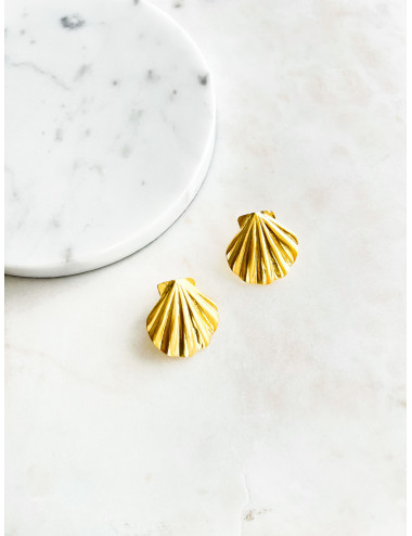 BRINCOS CONCHA PRATA DOURADA