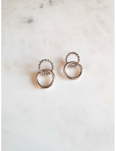 BRINCOS DOUBLE CIRCLE PRATA