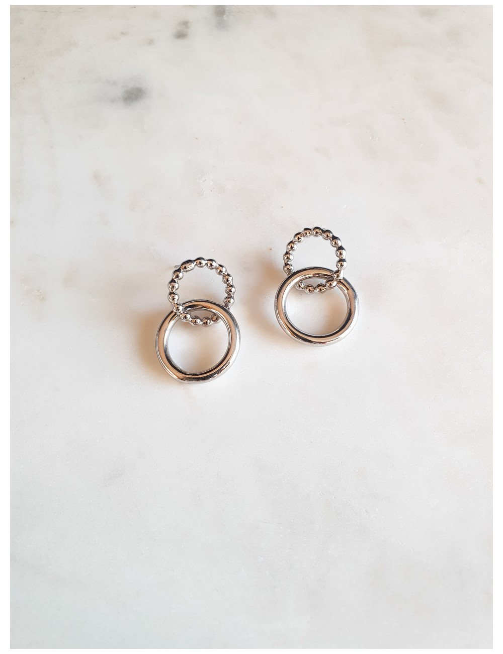 BRINCOS DOUBLE CIRCLE PRATA