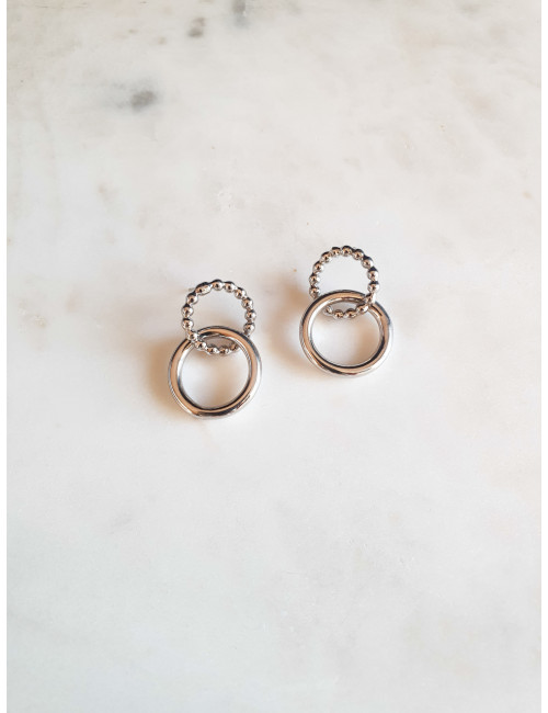 BRINCOS DOUBLE CIRCLE PRATA