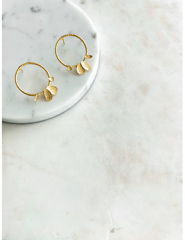 BRINCOS CIRCULO MARTELADO PRATA DOURADA