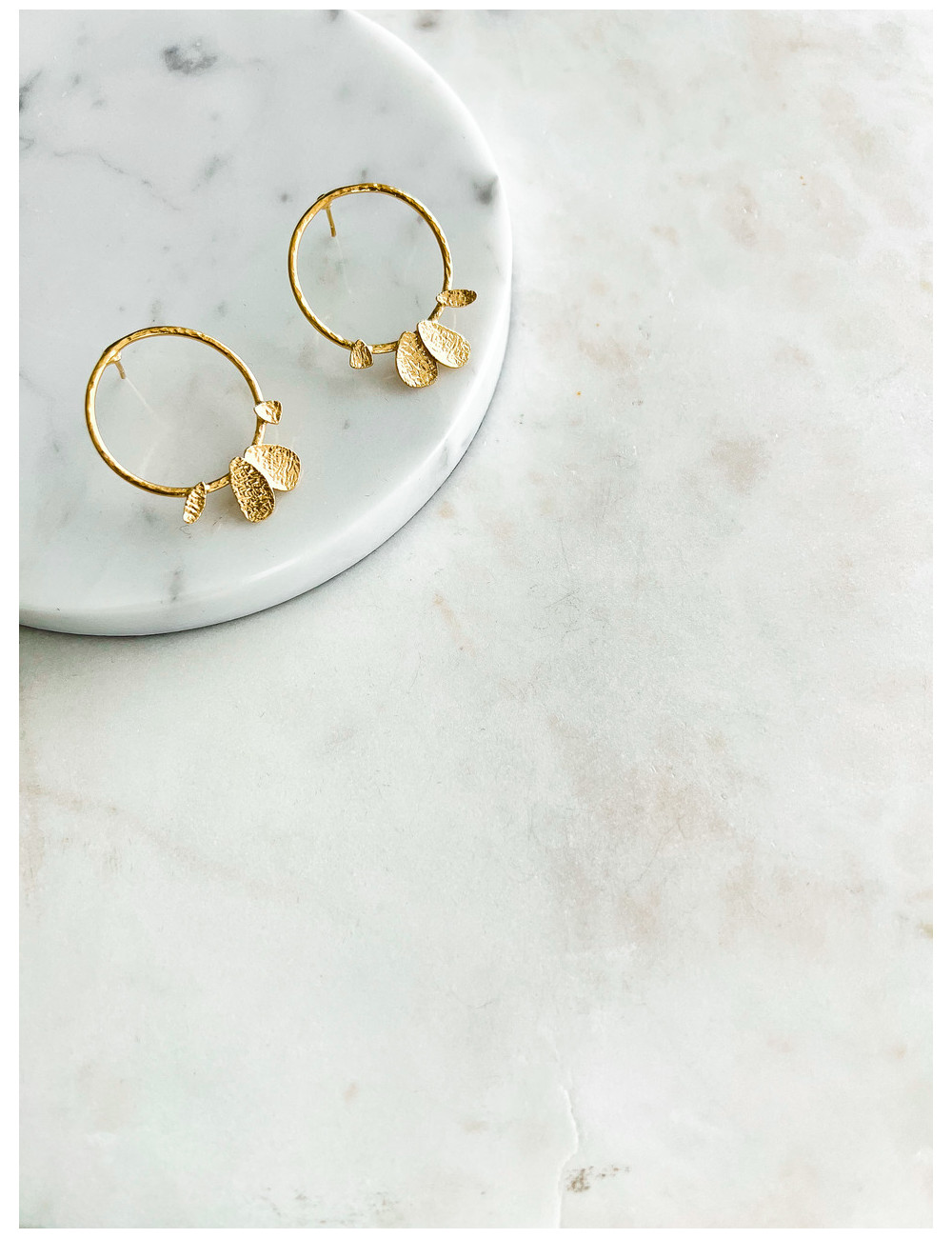 BRINCOS CIRCULO MARTELADO PRATA DOURADA