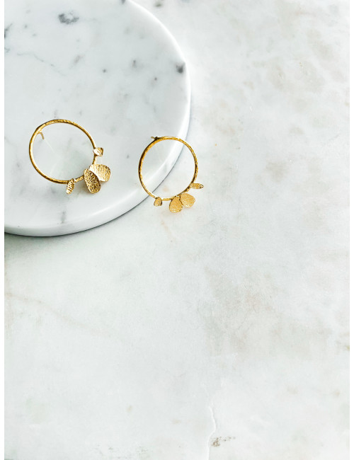 BRINCOS CIRCULO MARTELADO PRATA DOURADA