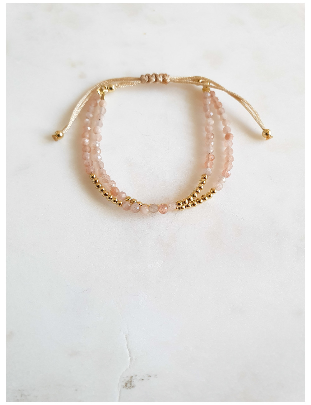 PULSEIRA SEDA E CRISTAIS ROSA PRATA DOURADA