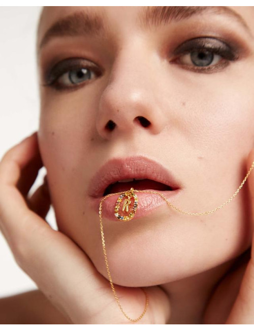 LETTER R GOLD NECKLACE PDPAOLA