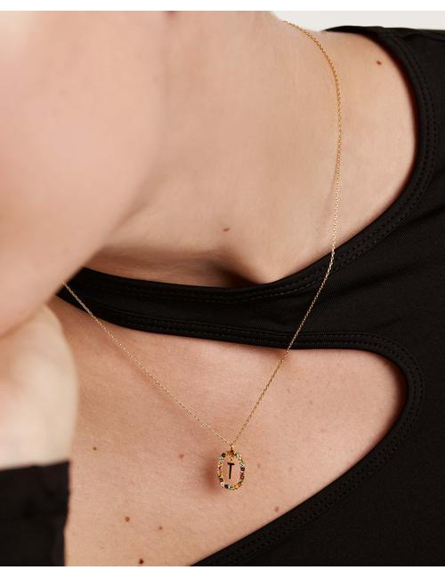 LETTER T GOLD NECKLACE PDPAOLA