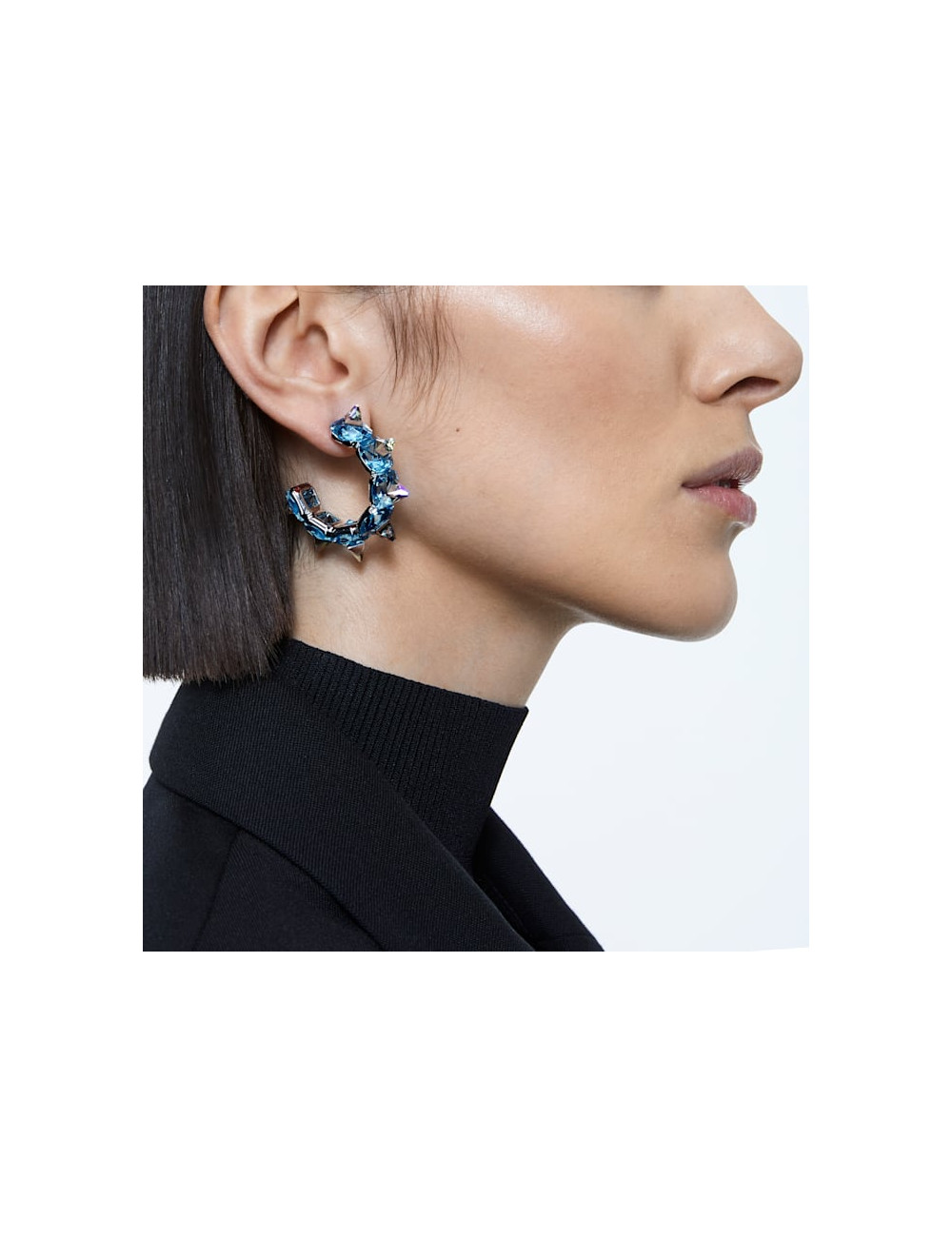 BRINCOS ARGOLA CHROMA BLUE SWAROVSKI