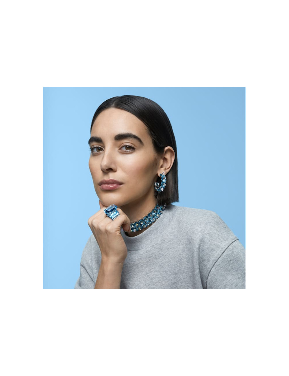 BRINCOS ARGOLA CHROMA BLUE SWAROVSKI