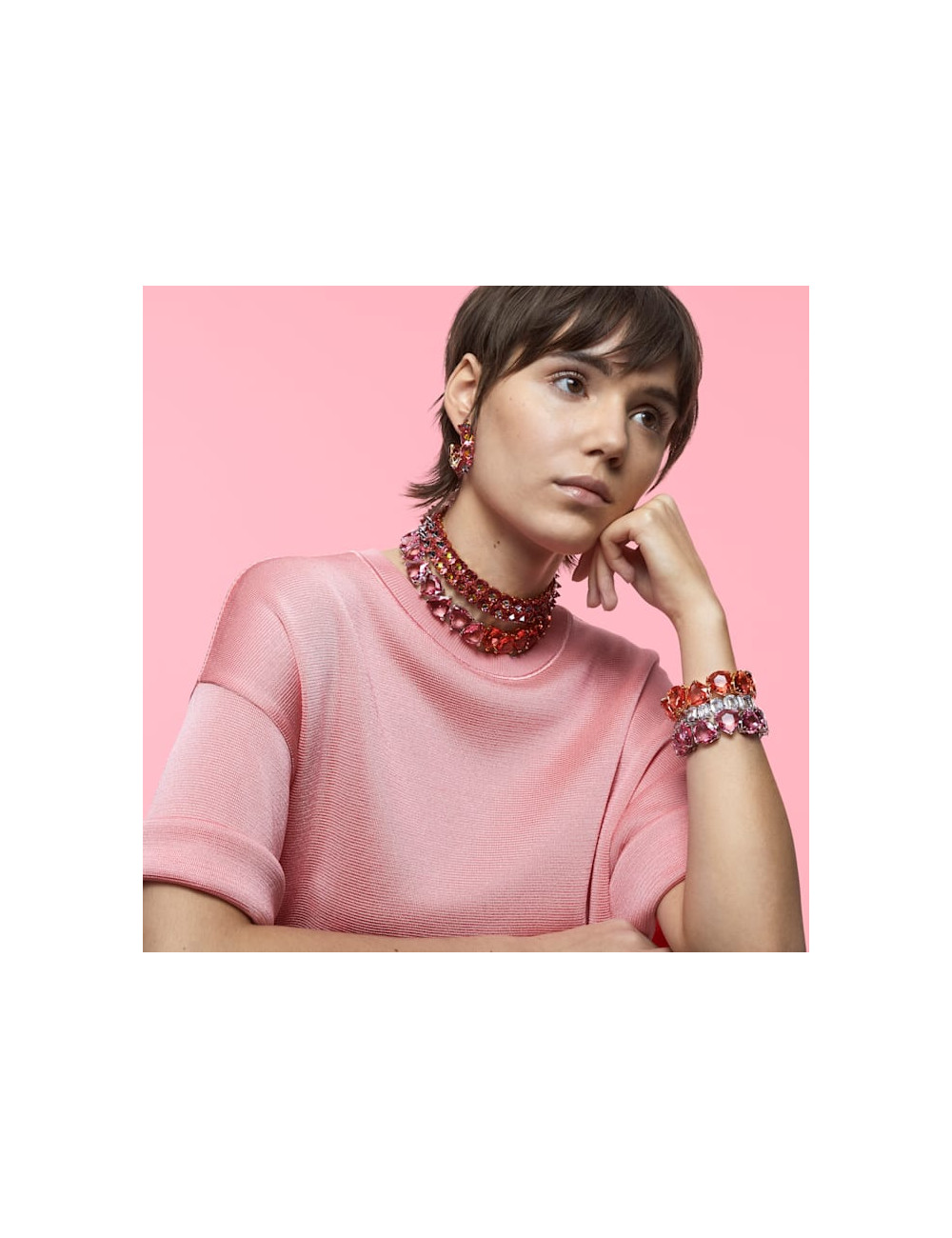 BRINCOS ARGOLA CHROMA PINK SWAROVSKI