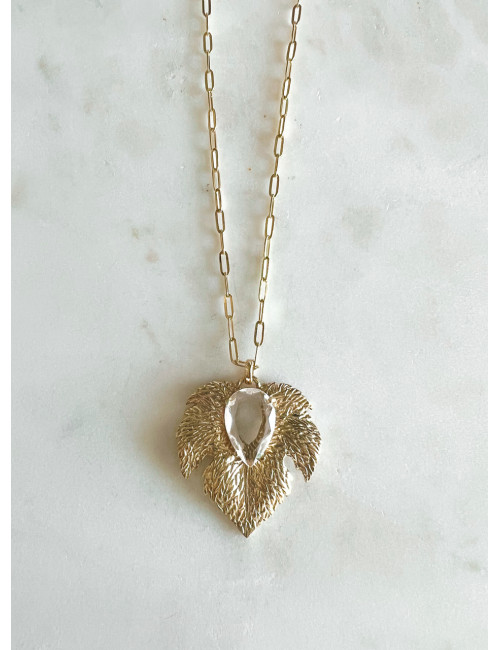 COLAR ELOS E FOLHA EM PRATA DOURADA