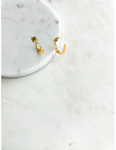 BRINCOS GIO PEDRA BRANCA PRATA DOURADA