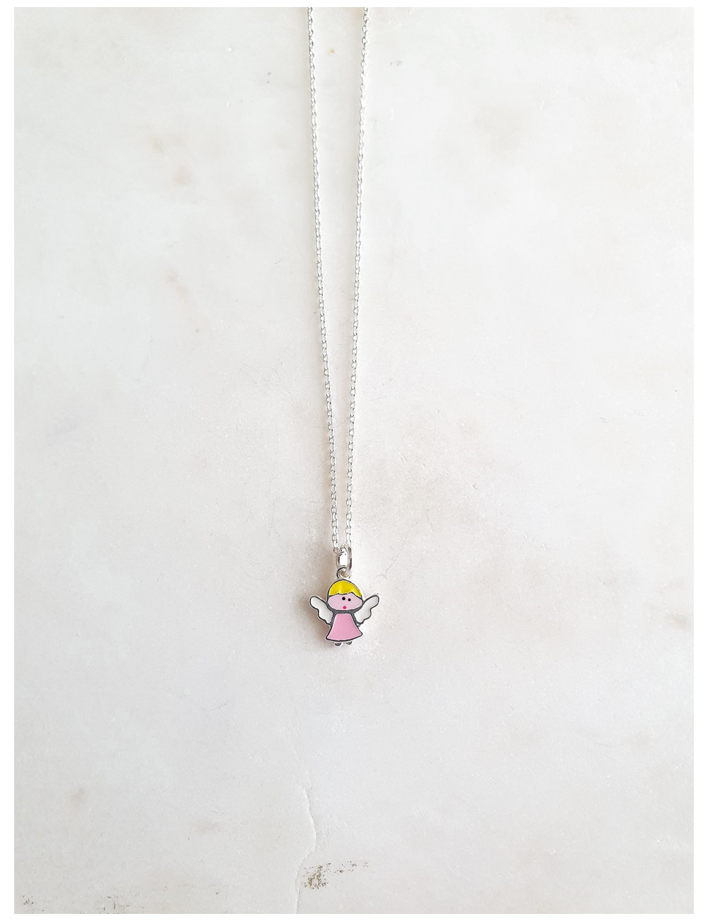 COLAR JUNIOR ANJO ESMALTE PRATA