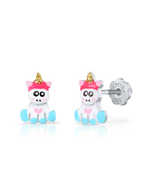 Brincos La Petra Unicórnio Branco e Rosa