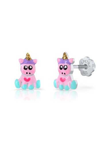 Brincos La Petra Unicórnio Rosa e Lilás