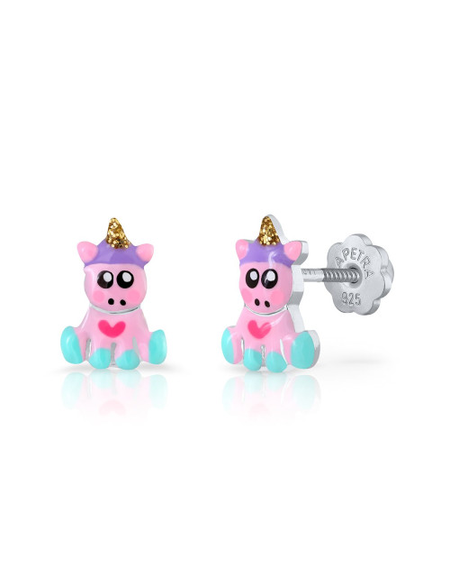 Brincos La Petra Unicórnio Rosa e Lilás