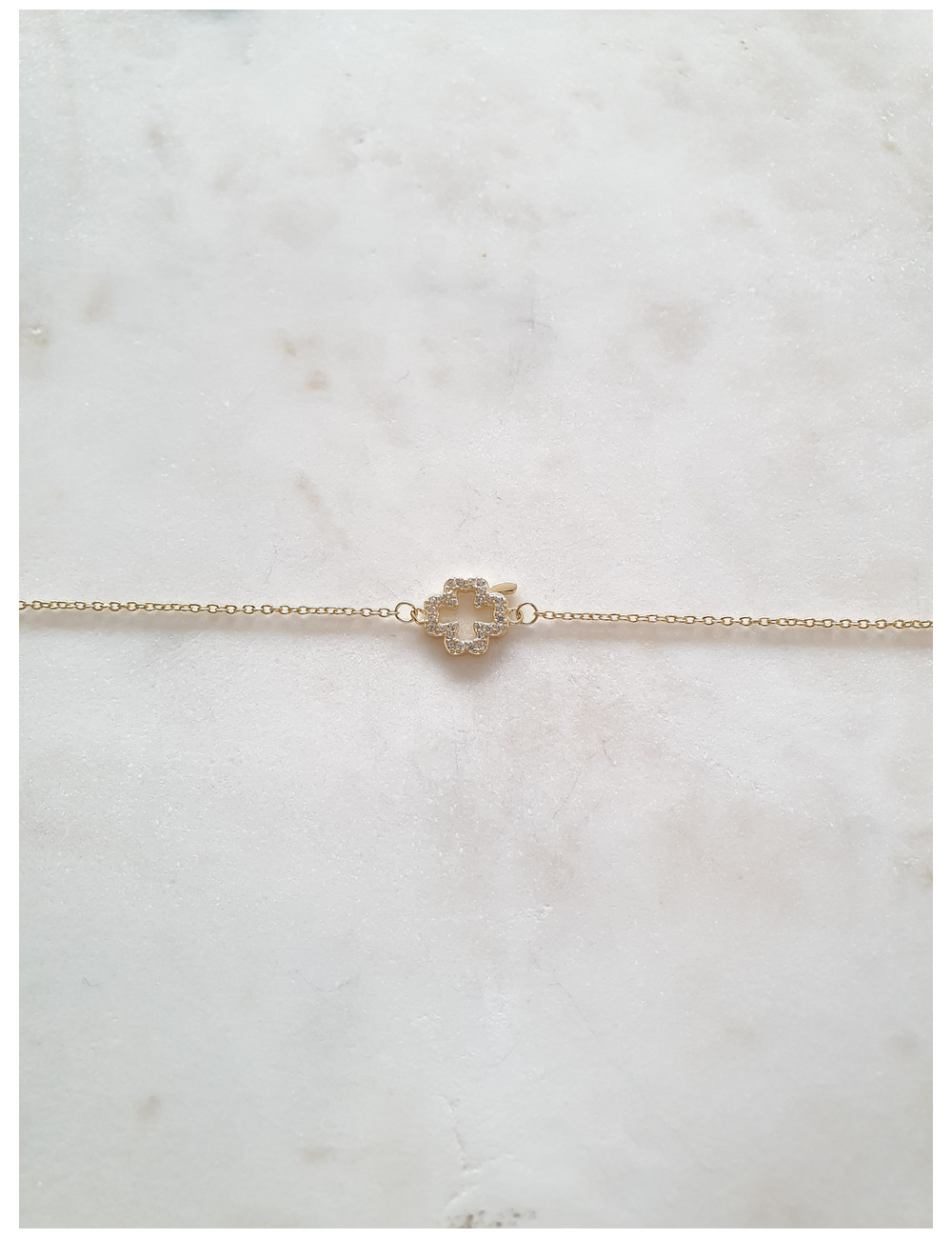 PULSEIRA TREVO PRATA DOURADA