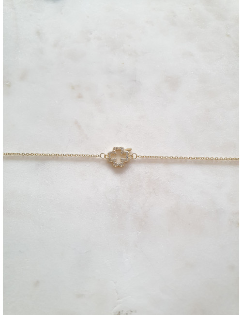 PULSEIRA TREVO PRATA DOURADA