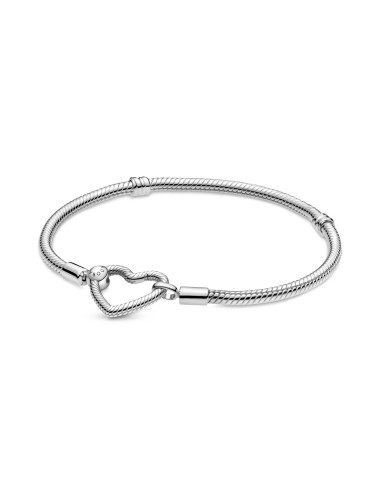 PULSEIRA MALHA SNAKE FECHO CORAÇÃO PANDORA