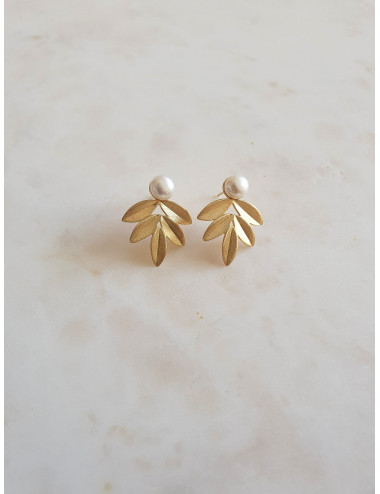 BRINCOS BEAUTY LEAF PRATA DOURADA