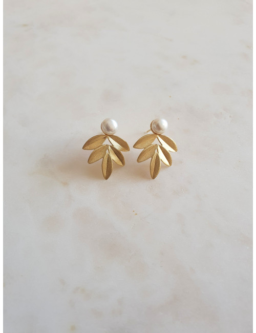 BRINCOS BEAUTY LEAF PRATA DOURADA