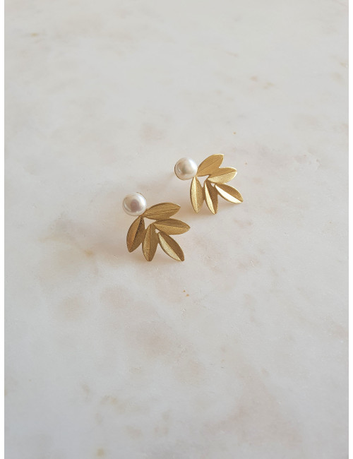 BRINCOS BEAUTY LEAF PRATA DOURADA