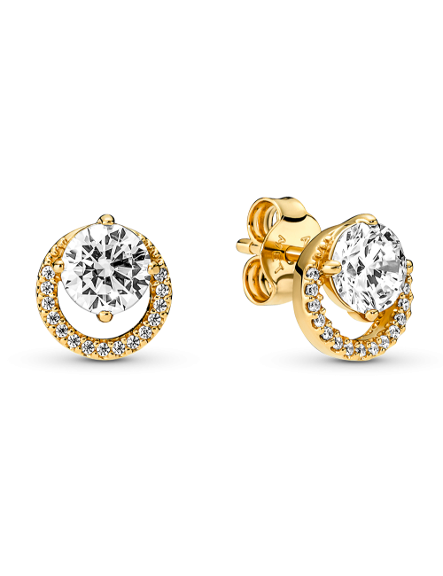 Brincos Sparkling Round Halo Pandora